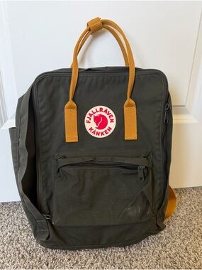 Fjallraven Kånken Backpack in Olive with Mustard Handles